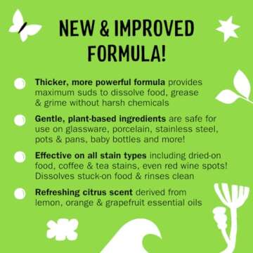 Molly's Suds Natural Liquid Dish Soap | Long-Lasting, Powerful Plant-Powered Ingedients | Herbal Lemon Scent | 16 oz - 2 Pack