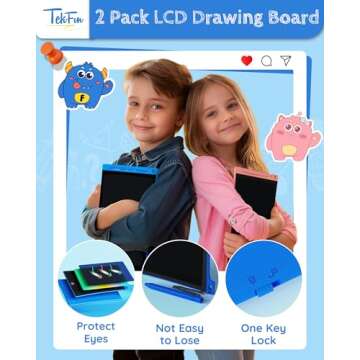 TEKFUN Kids Toys,10in 2 Pack LCD Writing Tablet Coloring Doodle Drawing Board Pad for Kids with Stylus, Car Trip Educational Toys Easter Toys Birthday Gift for Toddlers 3 4 5 6 7 Kids Girls Boys
