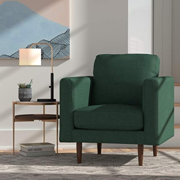 Modern Upholstered Armchair with Tapered Legs Heritage Green