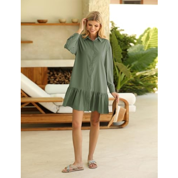 Zhiyouni Women's Ruffle Shirt Dress - Chic Summer Style