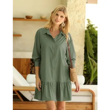 Zhiyouni Women's Ruffle Shirt Dress - Chic Summer Style