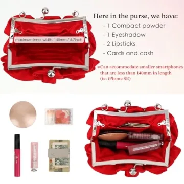 Kilofly 7 Roses Clutch Purse - Stylish Satin Handbag