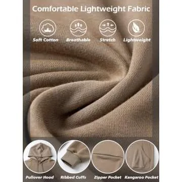 CARWORNIC Men's Lightweight Breathable Hoodie with Zipper