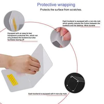 MerryNine 2pcs Acrylic Bookends, Clear Book Dividers Holders, Desk Organizer, Kid Books, 7.08"*4.72" Transparent Plastic