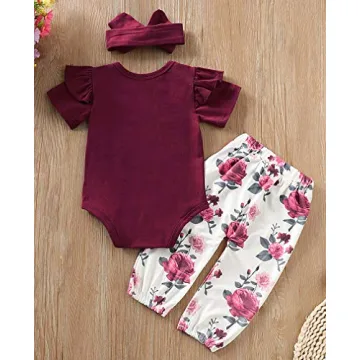 MIEKISA Baby Girls 3PCS Outfit for 6-12 Months