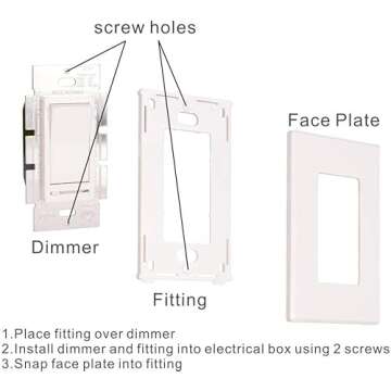 Cloudy Bay in Wall Dimmer Switch for LED Light/CFL/Incandescent,3-Way Single Pole Dimmable Slide,600...