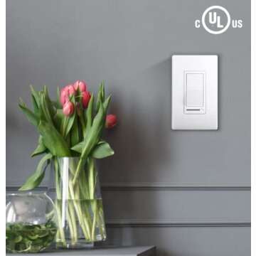 Cloudy Bay in Wall Dimmer Switch for LED Light/CFL/Incandescent,3-Way Single Pole Dimmable Slide,600 Watt max,Cover Plate Included