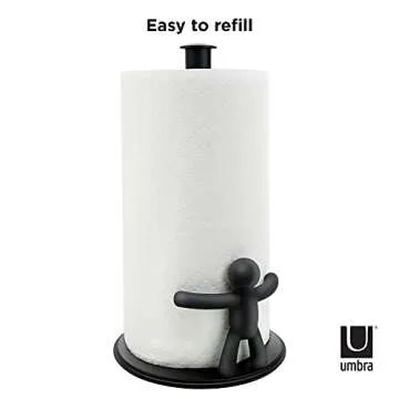 Umbra Buddy Paper Towel Holder Stand for Kitchen Countertop, Unique Dispenser, Black, 7.16 Inch L x 7.16 Inch W x 13.25 Inch H