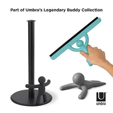 Umbra Buddy Paper Towel Holder Stand for Kitchen Countertop, Unique Dispenser, Black, 7.16 Inch L x 7.16 Inch W x 13.25 Inch H