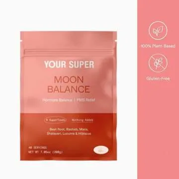 Your Super Moon Balance Superfood Powder – Natural Hormone Balance for Women, Plant Based Menopause Support & PMS Relief with Organic Maca, Baobab, Hibiscus, Shatavari & Beet Root Powder (40 Servings)