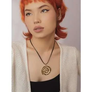 OJERRY Chunky Gold Spiral Twirl Pendant Cord Choker Necklace for Women, Grunge Punk Rock Aesthetic J...
