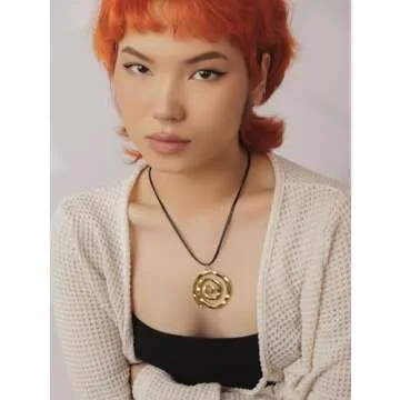 OJERRY Chunky Gold Spiral Twirl Pendant Cord Choker Necklace for Women, Grunge Punk Rock Aesthetic Jewelry Accessories Romantic Cool Gifts for Her Women