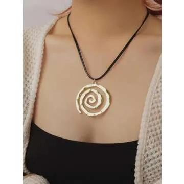 OJERRY Chunky Gold Spiral Twirl Pendant Cord Choker Necklace for Women, Grunge Punk Rock Aesthetic Jewelry Accessories Romantic Cool Gifts for Her Women