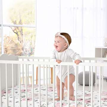 Blush Pink, Grey and White Baby or Toddler Fitted Crib Sheet for Watercolor Floral Collection by Swe...