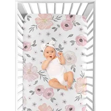 Elegant Blush Pink Grey White Crib Sheet for Nurseries