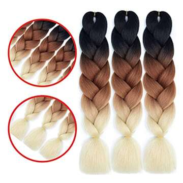 RN BEAUTY Ombre Braiding Hair 5 Bundles Synthetic Jumbo Braids Hair Extensions High Temperature Fibe...
