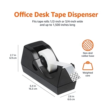 Amazon Basics Weighted Tape Dispenser 3-Pack Heavy Duty