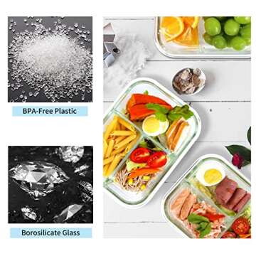 MUMUTOR 8 Pack Glass Meal Prep Containers - BPA-Free