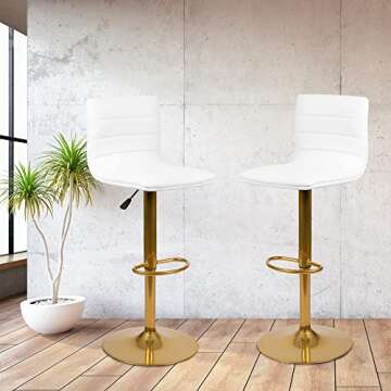 Flash Furniture Vincent Modern Vinyl Height Adjustable Bar Stools, Stylish Counter or Bar Height Swi...