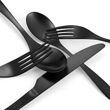 Stylish Matte Black Silverware Set for 4 - Bysta 20-Piece