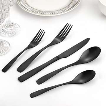 Stylish Matte Black Silverware Set for 4 - Bysta 20-Piece