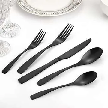 Stylish Matte Black Silverware Set for 4 - Bysta 20-Piece