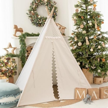 Tiny Land Canvas Teepee Tent - Cozy Indoor Play Space