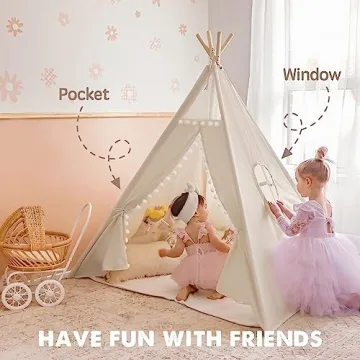 Tiny Land Canvas Teepee Tent - Cozy Indoor Play Space