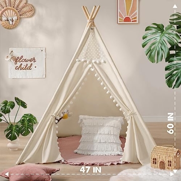 Tiny Land Canvas Teepee Tent - Cozy Indoor Play Space