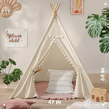 Tiny Land Canvas Teepee Tent - Cozy Indoor Play Space