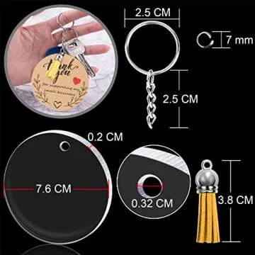 Duufin 72 Pcs Acrylic Keychain Blanks with Tassels Set