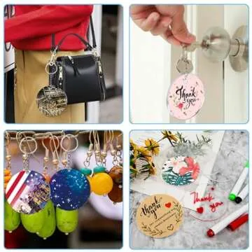 Duufin 72 Pcs Acrylic Keychain Blanks with Tassels Set