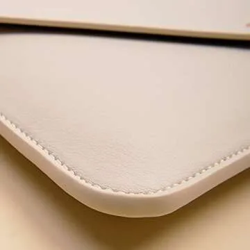 Benfan PU Leather Laptop Sleeve for 15.3 inch MacBook Air 2023/2024, Surface Laptop 15/Book 13.5/Studio - White