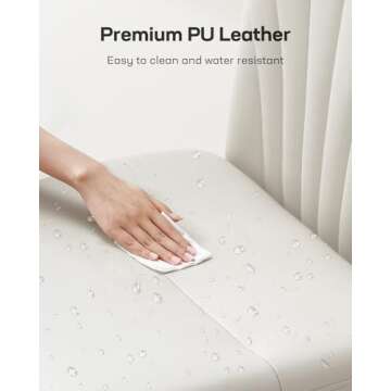 Marsail Cross Legged Office Chair: PU Leather Criss Cross Desk Chair Wide Armless Desk Chair Swivel Height Adjustable Vanity Chair for Make Up,Small Space,Bed Room(Beige)