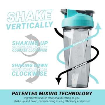 HELIMIX 2.0 Vortex Blender Shaker Bottle Holds upto 28oz | No Blending Ball or Whisk | USA Made | Portable Pre Workout Whey Protein Drink Shaker Cup | Mixes Cocktails Smoothies Shakes | Top Rack Safe