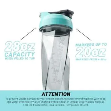 HELIMIX 2.0 Vortex Blender Shaker Bottle Holds upto 28oz | No Blending Ball or Whisk | USA Made | Portable Pre Workout Whey Protein Drink Shaker Cup | Mixes Cocktails Smoothies Shakes | Top Rack Safe