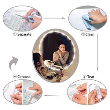 Kintion LED Vanity Mirror Lights with RF Remote, Dimmable Hollywood Style 13ft(4m), Bathroom Waterproof, for Full Body Mirror, Makeup Mirror, Vanity Mirror, Bathroom Mirror(Mirror Not Include)