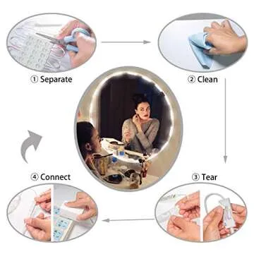 Kintion LED Vanity Mirror Lights with RF Remote, Dimmable Hollywood Style 13ft(4m), Bathroom Waterproof, for Full Body Mirror, Makeup Mirror, Vanity Mirror, Bathroom Mirror(Mirror Not Include)