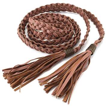 Chic Diary Women's Tassel Braided Rope Belt for Style