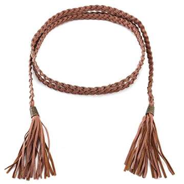 Chic Diary Women's Tassel Braided Rope Belt for Style
