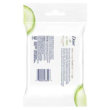 Dove Go Fresh Deodorant Wipes Cucumber & Green Tea, 75 Count, Pack of 3