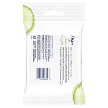 Dove Go Fresh Deodorant Wipes Cucumber & Green Tea, 75 Count, Pack of 3