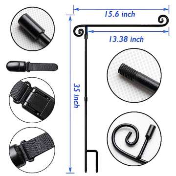 Garden Flag Stand, Yard Flag Holder,Garden Flag Hanger,Banner Pole with one Tiger Clip,Fall Decor fo...