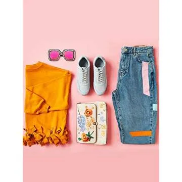 Frienda 6 Pairs Crystal Oversized Square Sunglasses Diamond Glitter Sunglasses Retro Thick Frame Sunglasses(Black, Tawny, Purple, Watermelon Red, Yellow, Silver)