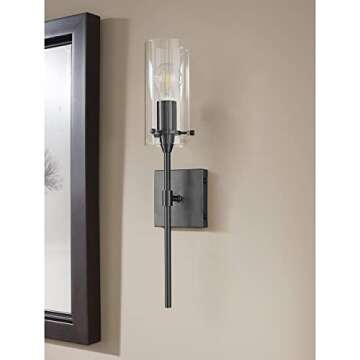 Black Wall Sconce Light Fixture, Indoor Glass Bathroom Sconce Wall Lighting