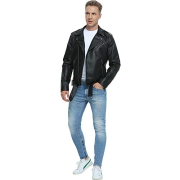 Fahsyee Men's Faux Leather Jacket - Casual & Stylish Biker Coat