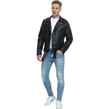 Fahsyee Men's Faux Leather Jacket - Casual & Stylish Biker Coat