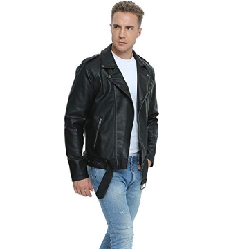 Fahsyee Men's Faux Leather Jacket - Casual & Stylish Biker Coat