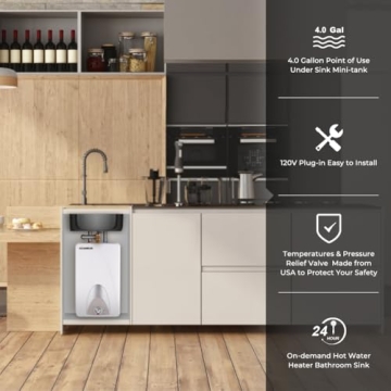 CAMPLUX Mini Tank Electric Water Heater 4 Gallons