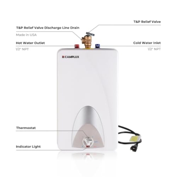 CAMPLUX Mini Tank Electric Water Heater 4 Gallons